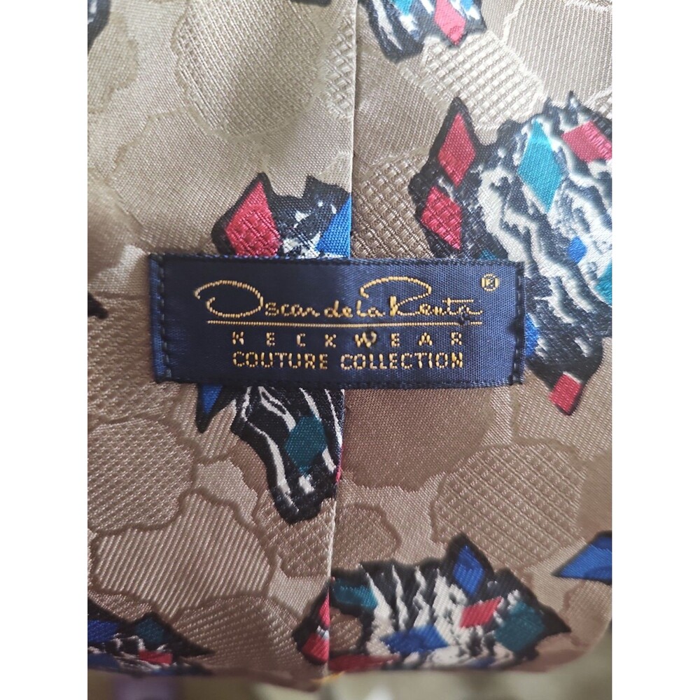 VTG Oscar de la Renta Abstract Geometric Silk Necktie Couture Collection USA